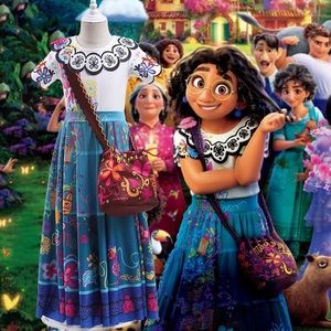 Encanto Mirabel Madrigal Costume Dress with Flowers set bag included 5075